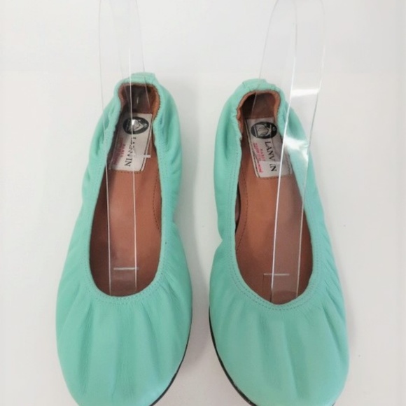 Lanvin Ballet Flats Aqua Scrunched Leather - Picture 5 of 5